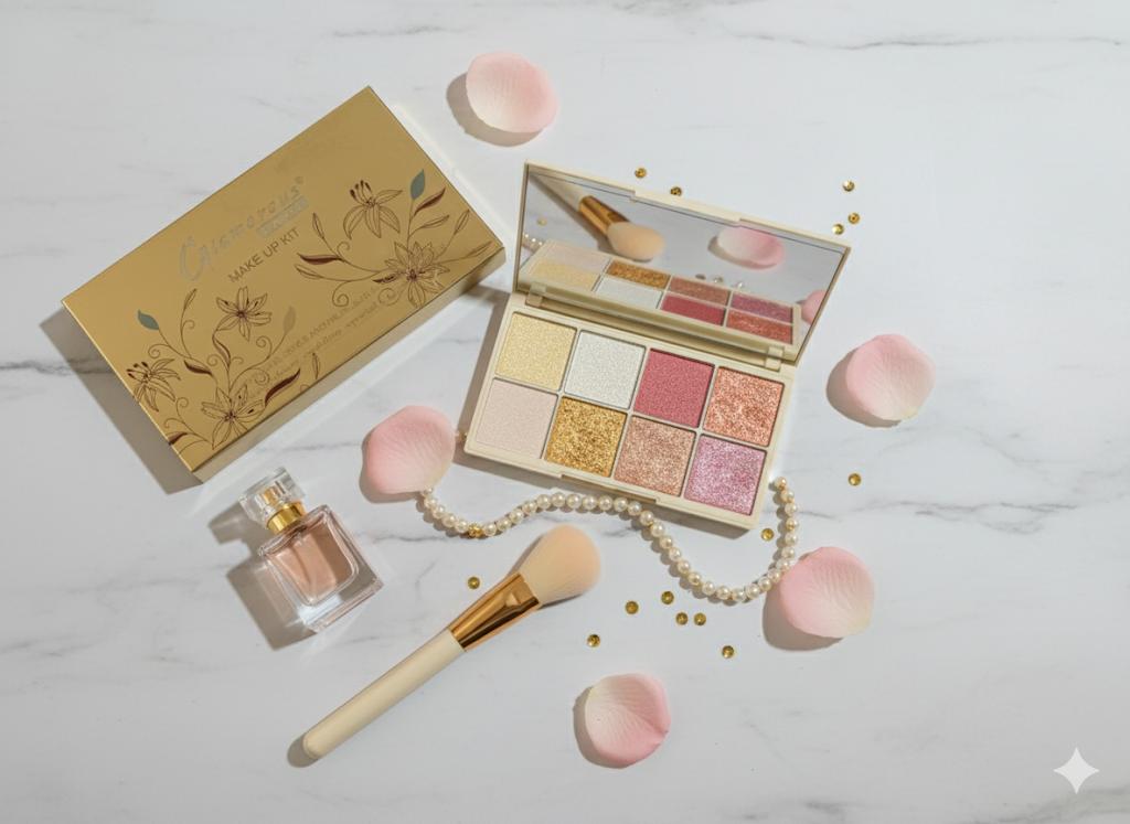 Glamorous Face Makeup Kit - 8-Color Highlighter & Eyeshadow Palette